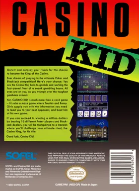 Casino Kid (USA) box cover back